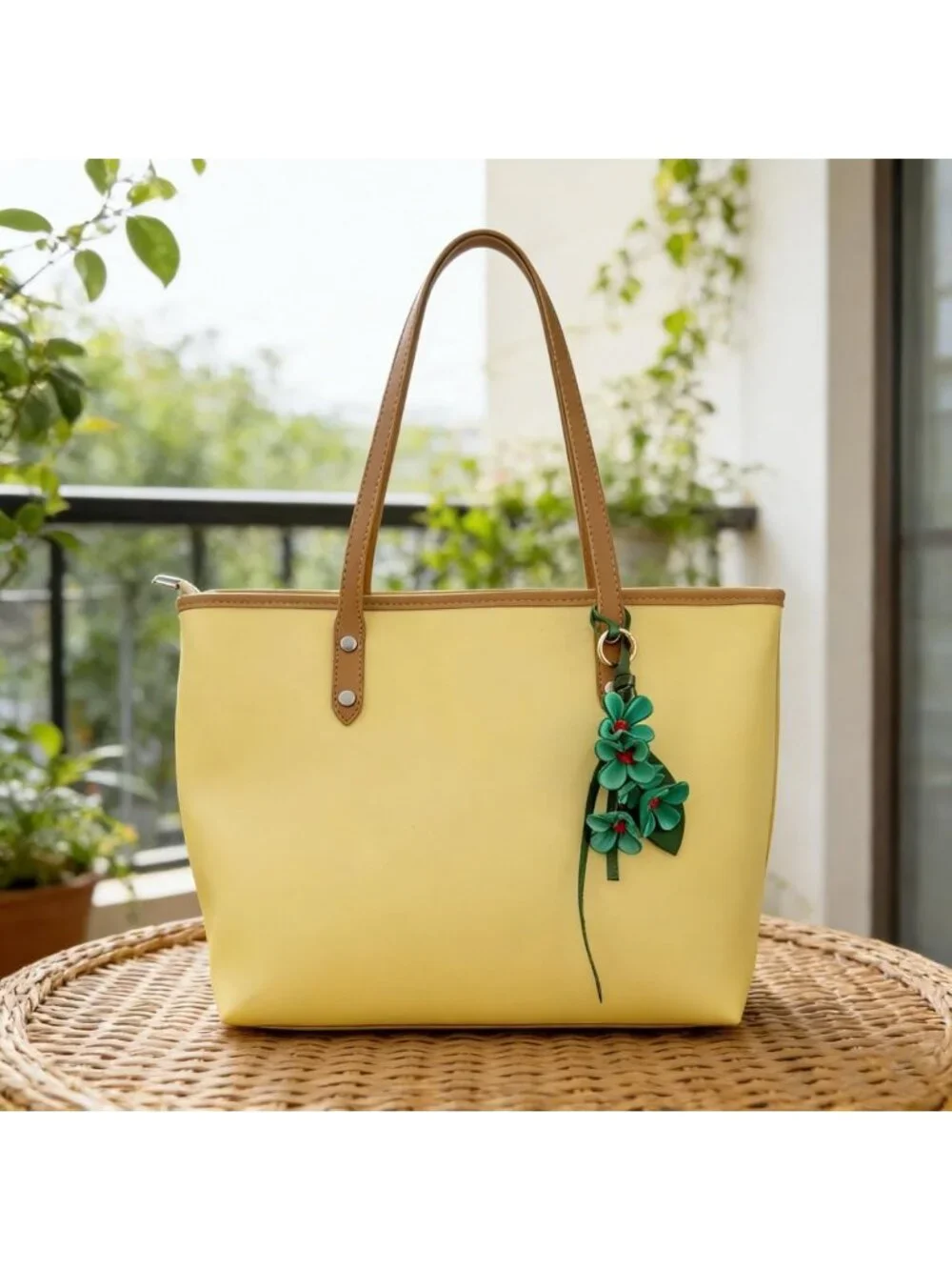 Boho Genuine Leather Flower Keychain | Cute Bag Charm for Handbag & Purse